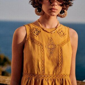Sezane Zarri Dress Ocre, Size 34